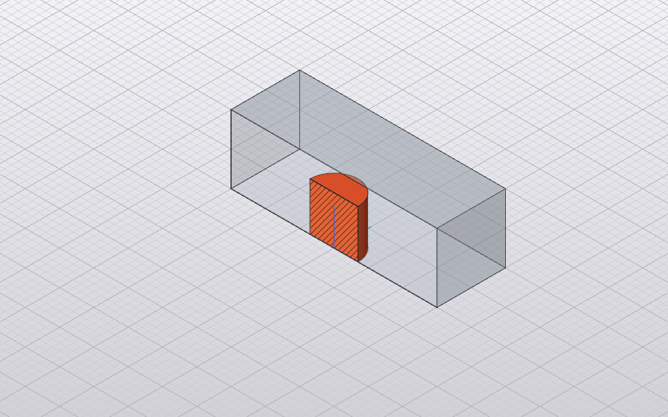A pin inside a translucent plate, cut by a section plane